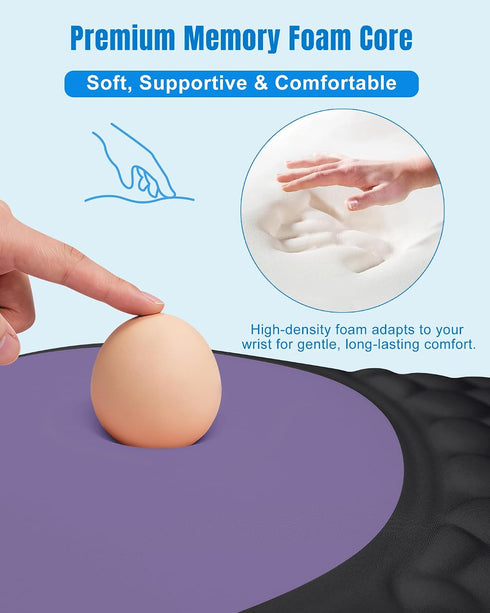 PVIPCZ Ergonomic Mouse Pad with Wrist Rest, Slope Design Memory Foam Support, Smooth Lycra Surface, Non-Slip PU Base