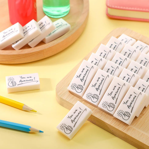 Fuutreo Pencil Erasers, Inspirational "You are Awesome" Bulk Erasers for Kids, Students, and Classroom Prizes (100 Pcs)