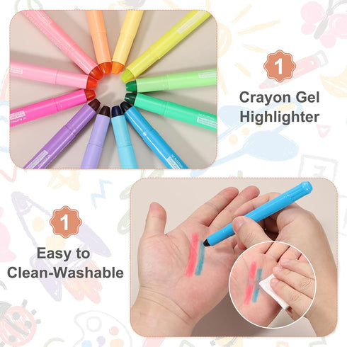 6 Pack PATIKIL Fluorescent Yellow Highlighters, Gel High Lighters No Bleeds Highliters Pens Wax Crayon Neon Clear View