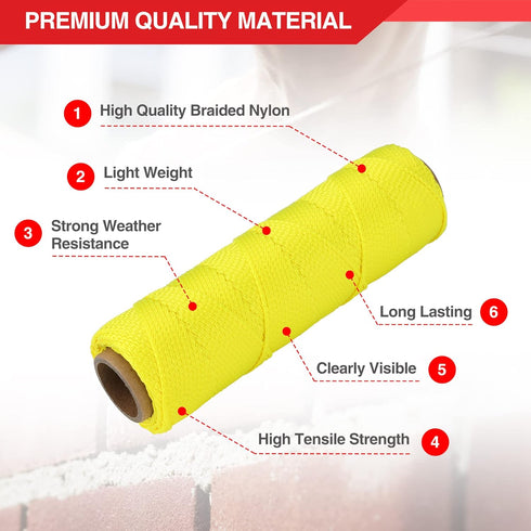 Goldblatt Mason Line, 250 Feet #18 Braided Nylon String for Gardening or Masonry, Perfect Construction String