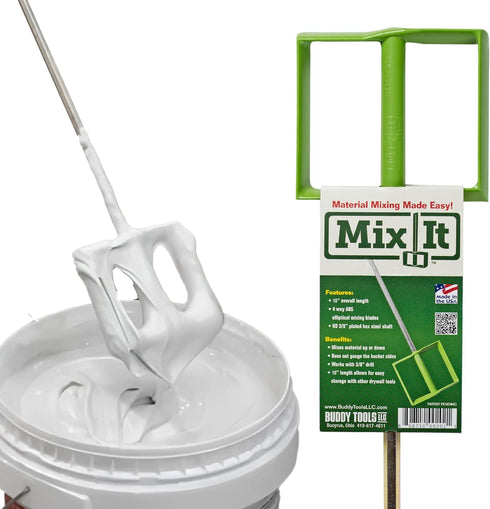 Drywall Mud Mixer for Paint, Epoxy Resin, Potting Soil, 18" Length, Non-Slip Zinc Plated Hex Shaft