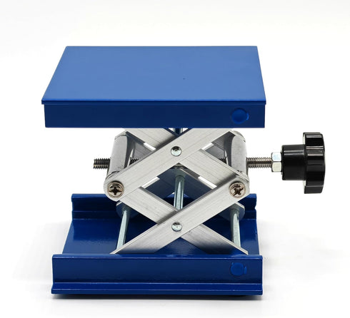 Lab Jack Stand Platform, Mini Scissor Lift 4" x 4", Aluminum Blue, Max. Support 5KG, 145mm Height