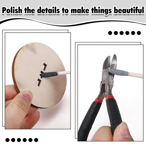 50 Pcs Sanding Sticks, Double End Matchsticks for Fine Detailing Polishing with Storage Box for Woodworking