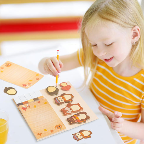 Fall Give Thanks Sticky Notes Set, 550 Sheets Thanksgiving Self-Stick Notes, Cute Woodland Animal Memo Pads for Students