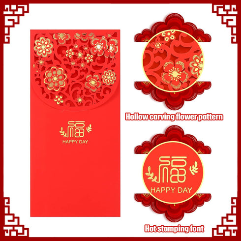 Pajean 20 Pcs Chinese New Year Red Envelopes, Year of Snake 2025 Hong Bao Lucky Money Gift Pockets
