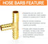 GASHER 10 Pieces Brass Hose Barb Tee, 3-Way Hose Fitting (1/4" x 1/4" x 1/4")