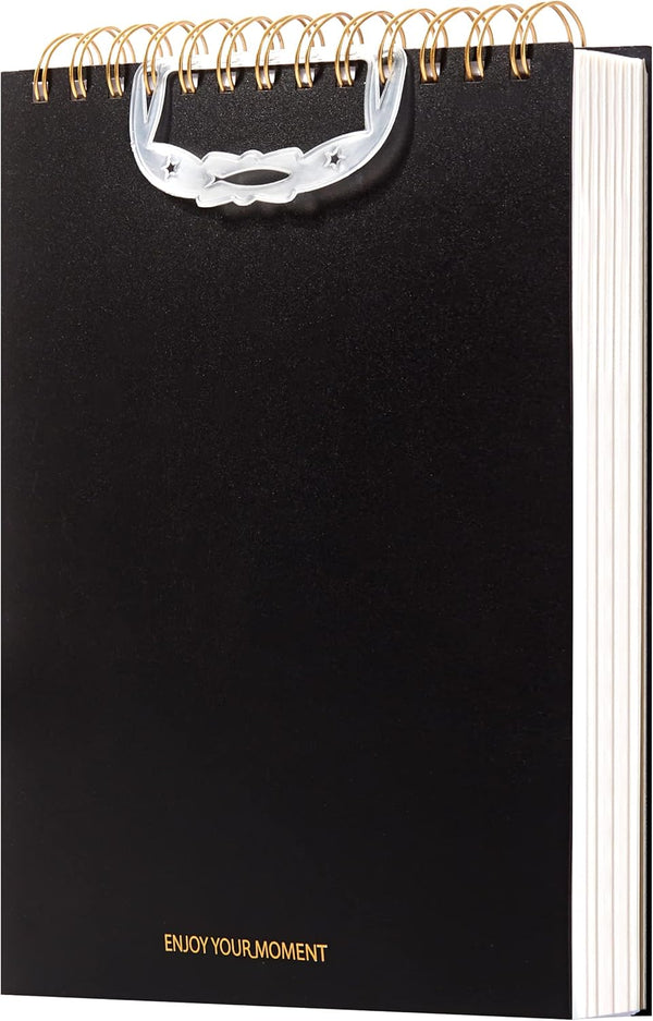 Yoment Top Spiral Notebooks - Large Bullet Lined Journal, 300 Pages, 7" x 10", Waterproof Cover for Work (Black)