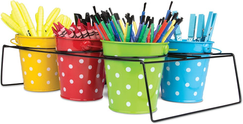 Teacher Created Resources Polka Dot Buckets & Caddy Set (9487)