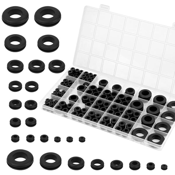 200pcs Rubber Grommet Kit, Hollow Firewall Grommet, 8 Sizes Wire Grommets Assortment