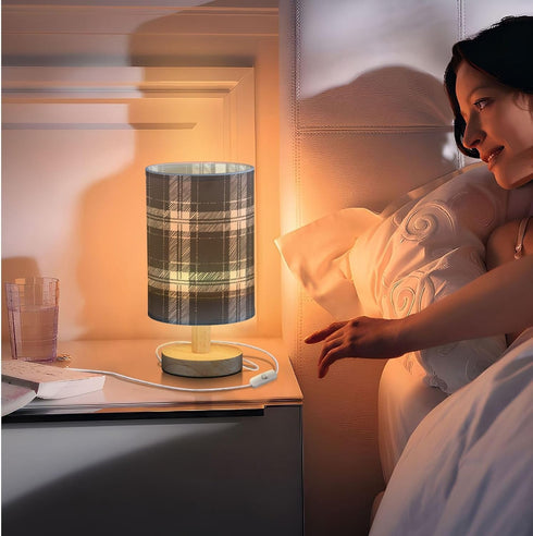 Fustylead Black and White Buffalo Plaid Bedside Table Lamps with USB Port for Bedroom Lamp Table Lamp Small Nightstand