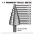 4241 HSS Large Step Drill Bits Set, 1/2", 7/8", & 1-3/8" for Hole Drilling in Iron, Copper, Aluminum, Wood