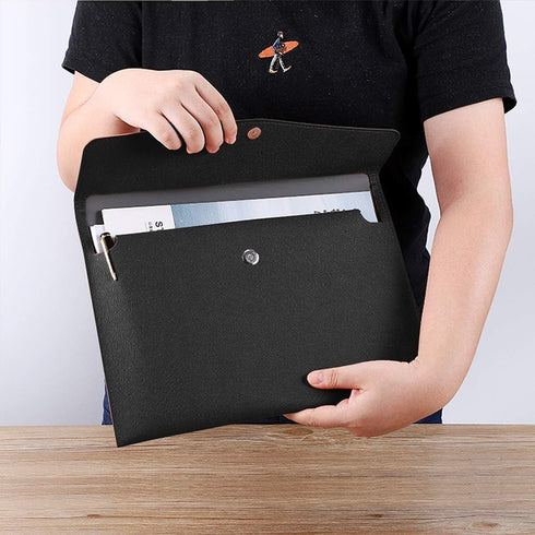 Enyuwlcm 2 Packs PU Leather A4 Document Holder, Waterproof Portfolio Envelope Folder Case with Snap Closure