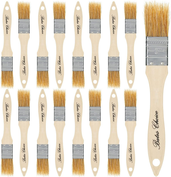 Bates Chip Paint Brushes, 1-Inch, 16 Pack Natural Bristle Painting Brush Set for Wood Stain and Painting
