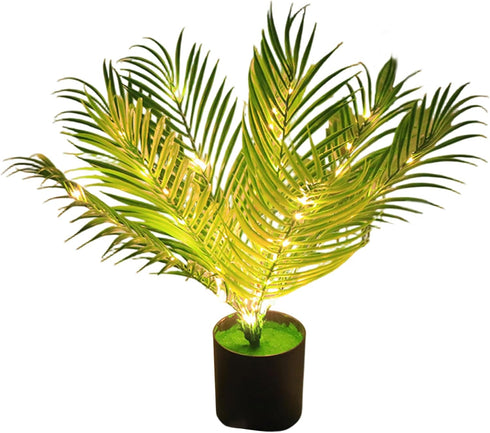 Xoeryoy 18" Palm Paradise Lamp, LED Light Realistic Artificial Palm Tree Lamp, USB Powered Led Tree for Home Bedroom