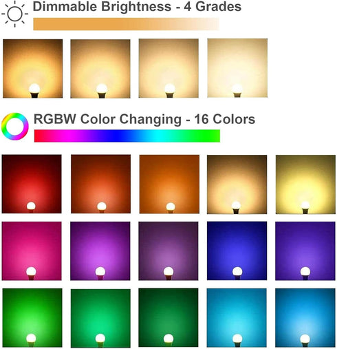 RGB Color Changing Light Bulbs,9W RGB LED Light Bulbs,40W Equivalent A19 E27/E26 Warm White 6500K,16 Color Multicolor Light Bulb Dimmable Light for Home Party Bedroom Outdoor(1Pack) by AFINSEA