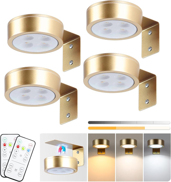 KELUOLY 4-Pack Picture Light Battery Operated Painting Lights for Wall, Magnetic LED Display