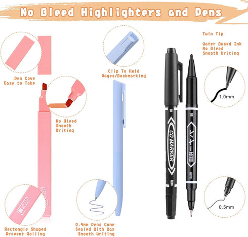 NIGHTNOOK 12 6 90 Set Bible Journaling Kit, Include Bible Highlighters and Pens No Bleed, Laminated Bible Tabs
