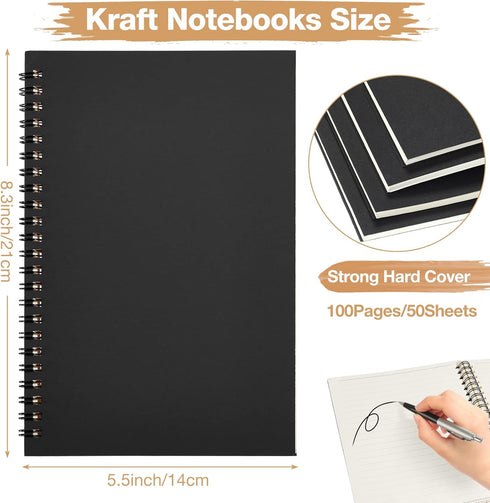 Epakh 36 Pack Blank Unlined Spiral Notebook, A5 Soft Cover Memo Notepad, 100 Pages, 8.3 x 5.5 Inches (Black)