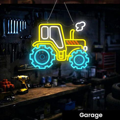 Generic Dimmable Tractor Neon Sign Wall Decor, Cartoon Farm LED Wall Light, USB Powered Neon Lamp, Boys Bedroom