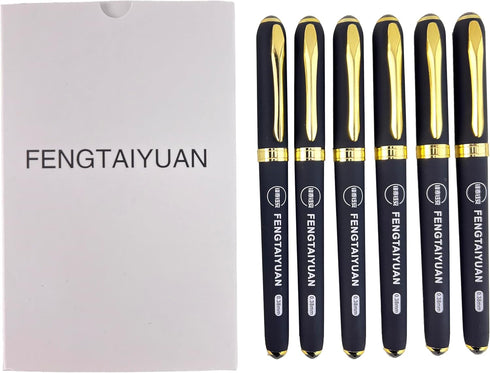 Fengtaiyuan 038P18Prox6, Gel Pens, Black Ink, Ultra FIne 0.38mm, Writting Pens, Smooth, 6 Pack (038P18Prox6)