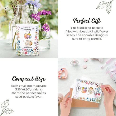 GFF Grass Flip Flops Pack 25 Packet of Pre-Filled Bouquet Seed Mix Girl Boy Baby Shower Party Favors Baby Announcements