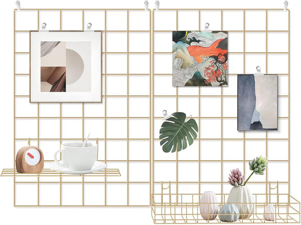 Grid Wire Board for Memo Picture Panel, Wall Decoration for Room Office, Photo Hanging Art Display Organizer