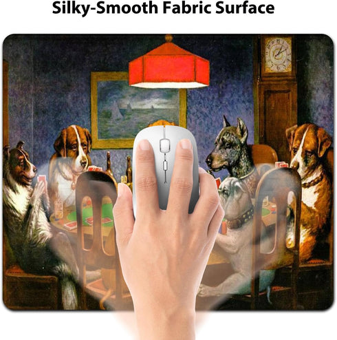 Dogs Playing Poker Oil Painting Art Mouse Pad, Cute Pets Joking Games Print Artwork for Computers Laptop