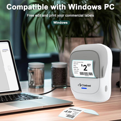 CLABEL Thermal Label Maker Machine, 221B Mini Portable Printer, Bluetooth Label Printer for Price Logo Clothing
