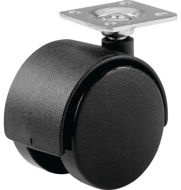 Shepherd Hardware 9417 2-Pack Office Chair Caster, Twin Wheel, 1-1/2-Inch Sq. Plate, 75lb Load Capacity, Black