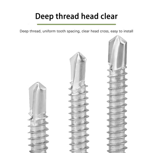 #8 x 1-1/2" Self Drilling Screw, Stainless Steel 410, Flat Head Phillips Wood Screw, 75 Pcs