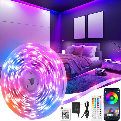 LED Strip Lights 50ft, 5050 RGB Color Changing Strip Lights for Bedroom