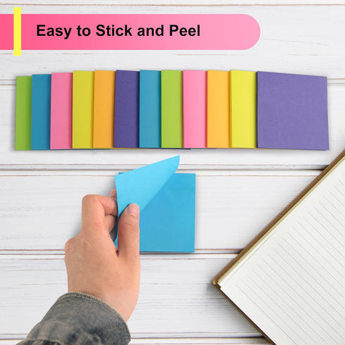 OHOME Sticky Notes - 12 Pads, 3”x3” Colorful Self-Stick Post Notes Bulk, Aesthetic Home Office Desk Essentials