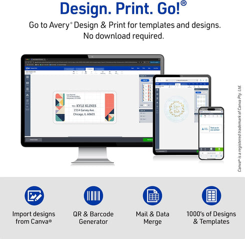 5.5" 8.5", 30 (8316) Avery Printable Half-Fold Greeting Cards, Envelopes Included, x Matte White, Inkjet Printer