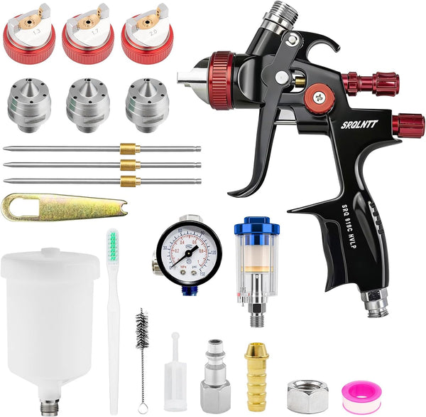 819 HVLP Air Spray Gun Kits with 1.3/1.7/2.0 mm Nozzles Spray Paint