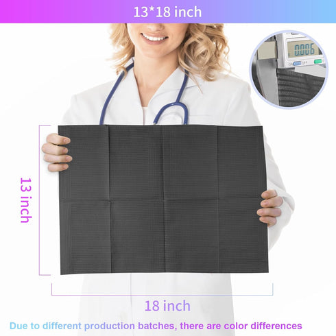 13" 18", 3 60 Annhua Black Dental Bibs Waterproof Patient Disposable Bib x Polyback Towel Ply Tissue Tattoo Paper