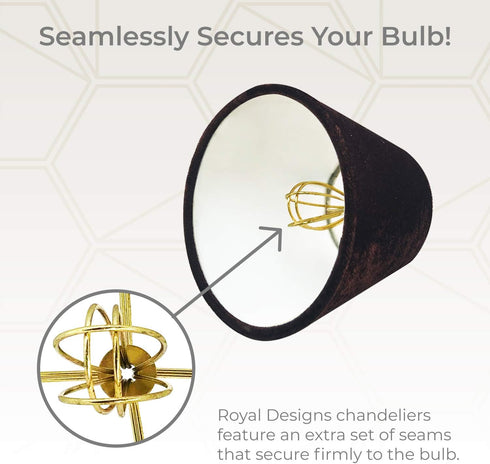 CS-1104-6BR 4 6 5.5, Royal Designs, Inc. Velvet Empire Chandelier Shade, x x Brown