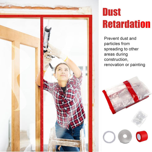 1 Set 4' 7.5' Preboun Magnetic Dust Barrier Zipper Door Kit x Construction Plastic Dust Barriers Plastic Door Curtain