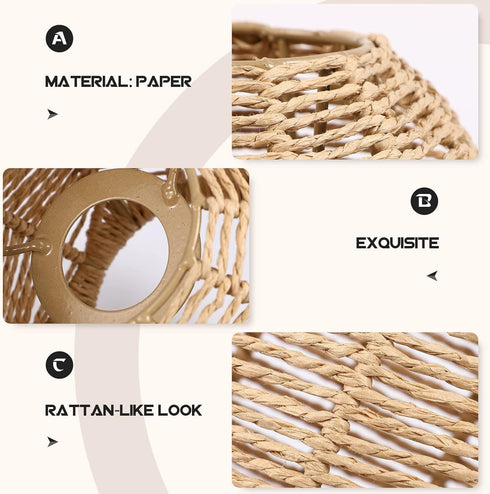 (15 15 cm) Wicker Lamp Shade for Hanging Lamp,Woven Pendant Lamp Shade Rattan Light Fixture Shade for Living Room