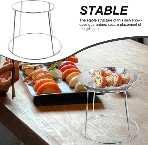 9.05X9.05X7.08 Inch Hemoton Seafood Display Rack Double Tier Stainless Steel Buffet Tower Stand for Oysters Shrimp Crab