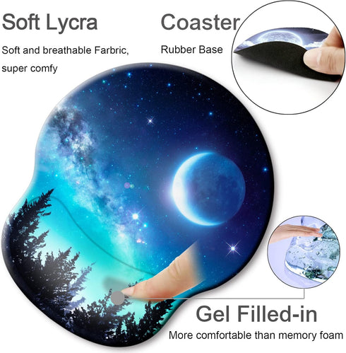 Ergonomic Mouse Pad with Wrist Support Rest, Large Gel Mousepad with Coaster for Pain Relief at Home & Office - Forest