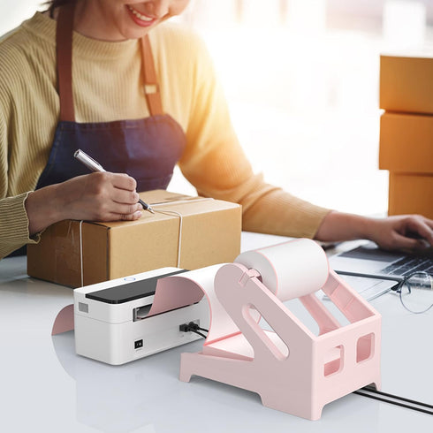 Thermal Label Holder - Desktop Printer Accessory for Rolls and Fanfold Labels, Shipping Label Stand for Home Office