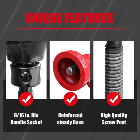 5 Ton (10,000 LBs) Professional Car Support Screw Jack - Red for House Construction Bridge Stabilization
