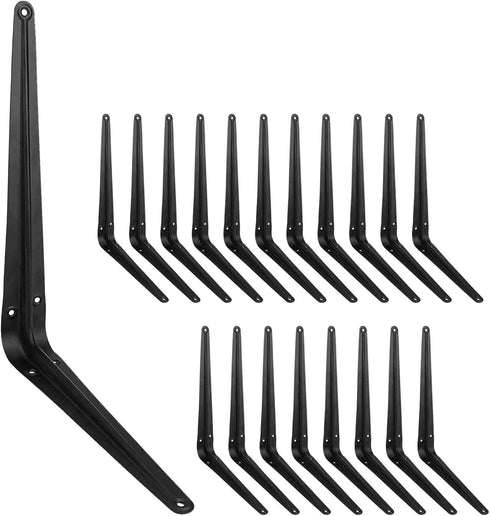 20 Pack 12 Inch Heavy Duty Black Iron Metal Floating Shelves Bracket,