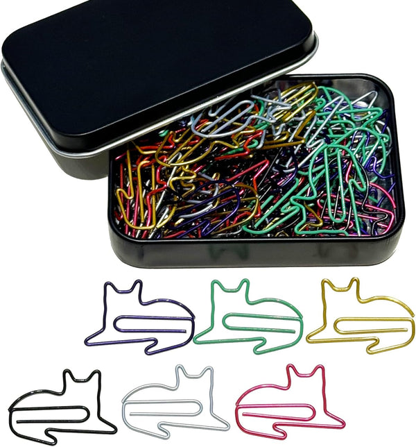 Cute Paper Clips, 65 pcs Cat Shaped Bookmarks, Fun Office Supplies Gifts for Cat Lovers, Students, Teachers