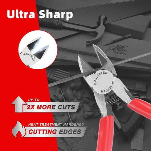 HAUTMEC 5" Small Flush Cutting Plier, Engineer Wire Cutter with Location Pin for Circuit Board Cutting, HT0327