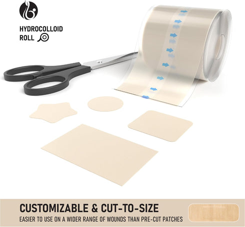 ECCO PURE (2in 5ft) Hydrocolloid Roll Cut-to-Size Protective Skin Tape, Gentle & Waterproof, Ayurvedic-Inspired Skin