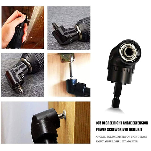 Flexible Drill Bit Extension Set with Right Angle Drill Attachment, 360 Rotatable Socket Adapter Sets