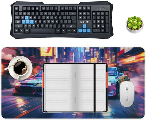 Large Gaming Mouse Pad Extended Keyboard Mat, JDM Car S13 S15 Blue Tokyo Drift Design, 30x60cm