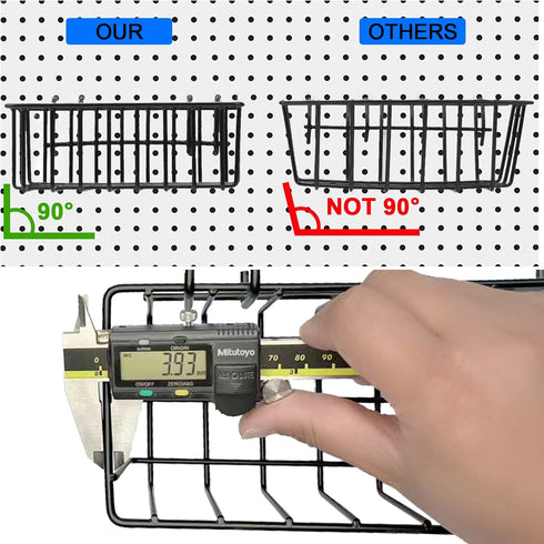Pegboard Baskets Accessories for Storing Items Not Easy to Hang on Pegboard - 4 Pcs (Black Light-Duty)