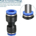 uxcell Push to Connector Fitting, 8mm to 6mm Tube OD Quick Connect Air Line Hose Pipe Fitting, Black (4Pcs)